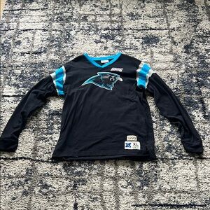 Mitchell and Ness Carolina Panthers Long Sleeve Shirt - Black and Blue